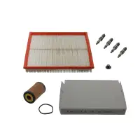 febi Filterset Filterpaket + 4x Z&uuml;ndkerze f&uuml;r OPEL Zafira B 1.6 1.8 115/140 PS