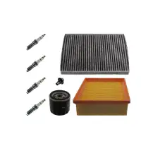 febi Filterset + 4x Z&uuml;ndkerze f&uuml;r FORD Fiesta 6 MK6 1.25 82 PS + 1.4 97 PS