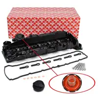 febi Ventildeckel + Deckel + Schraube D&uuml;senhalter f&uuml;r BMW 3er 4er 5er 7er X3-6 25/30d N57