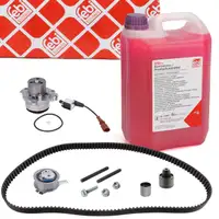 febi Zahnriemensatz + Wasserpumpe + 5L Frostschutz f&uuml;r VW Golf 7 Passat Tiguan 1.6/2.0 TDI