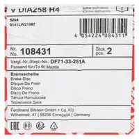 febi 108431 Brake Disc Set for MAZDA 2 DE_ DH_ 1.3, 1.5, 1.4/1.6 MZ-CD (front) DF71-33-251