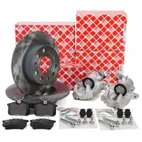 febi Bremsscheiben + Bremsbel&auml;ge + Bremssattel f&uuml;r VW Golf 5 6 8P Leon 1P Octavia 2 hinten