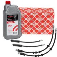 4x febi Bremsschlauch 1L BREMBO DOT 4 Bremsfl&uuml;ssigkeit f&uuml;r BMW E60/61 E63/64 vorne hinten