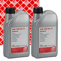 2L 2 Liter febi 21829 Getriebe&ouml;l 75W GL-4 GELB f&uuml;r AUDI FORD MERCEDES VOLVO VW