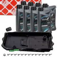 febi &Ouml;lwanne + Filter Schrauben Automatikgetriebe 8HP45-75 + 8L WOLF Getriebe&ouml;l f&uuml;r BMW