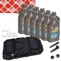 febi Automatikgetriebeölwanne + 12L SHELL Getriebeöl für MERCEDES 9G-Tronic 725