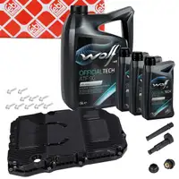 febi Automatikgetriebe&ouml;lwanne + 8L WOLF Getriebe&ouml;l f&uuml;r MERCEDES 9G-Tronic 725
