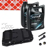 febi Automatikgetriebe&ouml;lwanne + 10L WOLF Getriebe&ouml;l f&uuml;r MERCEDES 9G-Tronic 725