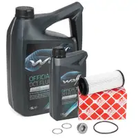 febi Getriebefilter Satz + 6L WOLF Getriebe&ouml;l AUDI SEAT SKODA VW DQ500 DQ400E