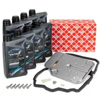 febi Getriebefilter Satz + &Uuml;berlaufrohr + 8L Getriebe&ouml;l f&uuml;r MERCEDES 7-Gang 722.9
