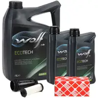 febi Getriebefilter Satz 6-Gang Powershift + 7L WOLF Getriebe&ouml;l FORD RENAULT VOLVO