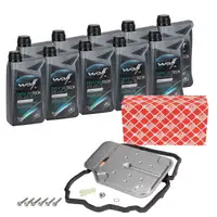 febi Getriebefilter Satz + 10L WOLF ATF MB FE Getriebe&ouml;l f&uuml;r MERCEDES 7-Gang 722.9