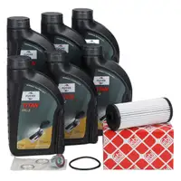 febi Getriebefilter Satz + 6L FUCHS Getriebe&ouml;l f&uuml;r AUDI SEAT SKODA VW DQ500 DQ400E