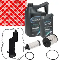 febi Getriebefilter Satz + 6L WOLF Getriebe&ouml;l AUDI A4 B9 A5 A6 A7 Q5 7-Gang DL382