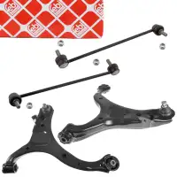 2x febi Querlenker + Traggelenk + Koppelstange f&uuml;r HYUNDAI Sante Fe 2 CM vorne unten