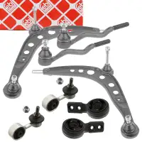 2x febi Querlenker + Lager + Koppelstange + Spurstangenkopf f&uuml;r BMW 316i 318i vorne unten