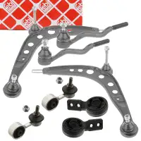 2x febi Querlenker + Lager + Koppelstange + Spurstangenkopf f&uuml;r BMW 316-323i vorne unten