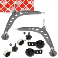 2x febi Querlenker + Lager + Koppelstange f&uuml;r BMW 3er 316i 318i/is ohne Klima vorne unten