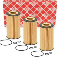 3x febi 108276 oil filter for MERCEDES W176, W204, W205, W212, X/C253, W166, OM651, 6511800109