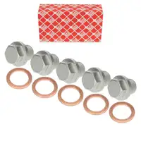 5x febi &Ouml;lablassschraube M14x15 + Dichtring f&uuml;r OPEL Antara A 2.4 140/141 PS