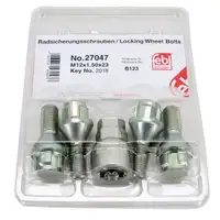 febi 27047 Felgenschloss Satz M12x1,5 f&uuml;r CITROEN OPEL PEUGEOT RENAULT TOYOTA