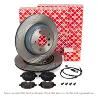 febi Bremsscheiben + Bel&auml;ge + Sensor f&uuml;r BMW 5er E61 Touring 520-530i 520-530d hinten