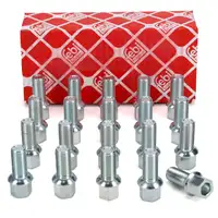 20x febi 09801 Radbolzen Radschrauben M14x1,5mm 27mm f&uuml;r AUDI SEAT SKODA VW Golf Passat