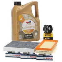Filterset + 5L TOTAL Motor&ouml;l + 3x BOSCH Z&uuml;ndkerze f&uuml;r SMART ForTwo 451 1.0/Turbo/Brabus