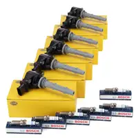 6x HELLA Z&uuml;ndspule + 6x BOSCH Z&uuml;ndkerze f&uuml;r MERCEDES W203 W204 W211 W212 X204 W251 M272