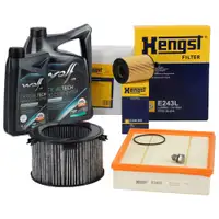 HENGST Filterset 3-tlg + 6L WOLF 5W30 C3 SP EXTRA f&uuml;r VW Transporter T4 2.8 VR6 204 PS