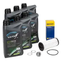 HENGST Getriebefilter Satz + 6L WOLF Getriebeöl AUDI SEAT SKODA VW DSG DQ500 DQ400E