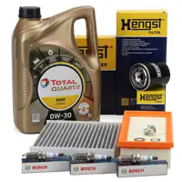 HENGST Filterset 3x BOSCH Z&uuml;ndkerze 5L TOTAL 0W30 f&uuml;r MITSUBISHI Colt 6 SMART ForFour 1.1