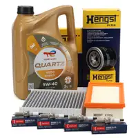 HENGST Filterset + 4x DENSO Z&uuml;ndkerze + 5L TOTAL 5W40 Motor&ouml;l f&uuml;r SMART ForFour 1.5 BRABUS