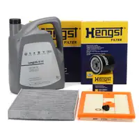 HENGST Filterset + 5L ORIGINAL 0W30 Motor&ouml;l f&uuml;r VW Polo 5 8X Ibiza 4 Fabia 3 1.2/1.4 TSI