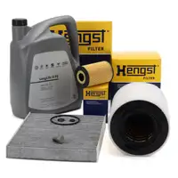 HENGST Filterset 3-tlg + 5L ORIGINAL 0W30 Motor&ouml;l f&uuml;r AUDI 8X Ibiza 4 Fabia 2 1.6 TDI
