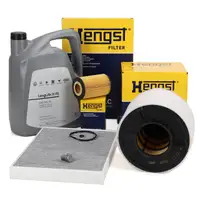HENGST Filterset 3-tlg + 5L ORIGINAL 0W30 Motor&ouml;l f&uuml;r AUDI A4 B9 A5 F5 Q5 2.0/30/35/40 TDI