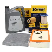 HENGST Filterset 4-tlg + 5L ORIGINAL 0W30 Motor&ouml;l f&uuml;r VW Golf 7 Passat B8 8V 1.6/2.0 TDI