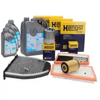 HENGST Filterset 4-tlg + 8L ORIGINAL 5W30 MB 229.51 Motor&ouml;l MERCEDES W204 S204 X204 OM642