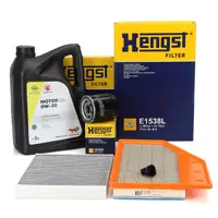 HENGST Filterset + 5L ORIGINAL 0W-20 Motor&ouml;l f&uuml;r OPEL Insignia B 2.0 Turbo/GSi 170-230 PS
