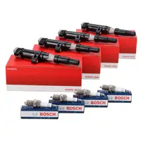 4x HERTH+BUSS Z&uuml;ndspule + BOSCH Z&uuml;ndkerze f&uuml;r RENAULT DACIA NISSAN OPEL 1.4-2.0