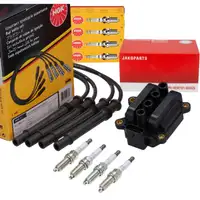 BREMI Ignition Coil + NGK Wiring Harness + 4 Spark Plugs for RENAULT Clio 2, 3, Kangoo 1, 1.2 16V