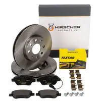 HIRSCHER Bremsscheiben + TEXTAR Bremsbel&auml;ge + Sensor f&uuml;r FIAT Grande/Punto 199_ vorne