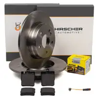 HIRSCHER Bremsscheiben + TEXTAR Bremsbel&auml;ge + Sensor f&uuml;r MERCEDES W203 C/A209 R171 hinten
