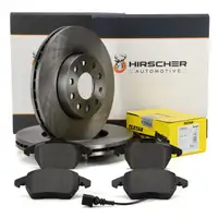 HIRSCHER Bremsscheiben + TEXTAR Bel&auml;ge + Sensor f&uuml;r VW Golf 5 6 Touran 1T1-3 AUDI 8P vorne