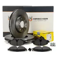 HIRSCHER Bremsscheiben + TEXTAR Bel&auml;ge + Sensor f&uuml;r VW Golf 7 T-Roc AUDI A3 8V 8Y Q2 vorne