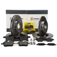 HIRSCHER Bremsscheiben + TEXTAR Bel&auml;ge f&uuml;r OPEL Astra G A 5-Loch mit ABS vorne + hinten