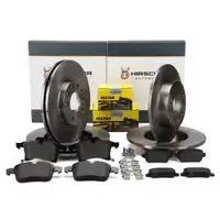 HIRSCHER Bremsscheiben + TEXTAR Bel&auml;ge f&uuml;r OPEL Astra G H Meriva A B A B vorne + hinten