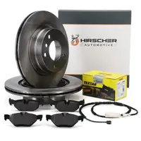 HIRSCHER Bremsscheiben + TEXTAR Bremsbel&auml;ge + Sensor f&uuml;r BMW E81 E87 E90-93 03.2010 hinten