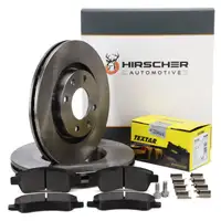 HIRSCHER Bremsscheiben + TEXTAR Bel&auml;ge f&uuml;r PSA C2 C3 C4 206 207 208 307 OPEL Corsa F vorne