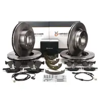 HIRSCHER Bremsscheiben Bel&auml;ge Sensor Bremsbacken f&uuml;r BMW E81 E87 bis 02.10 vorne hinten